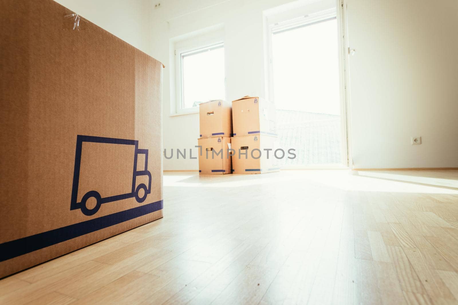 Move. Cardboard, boxes and stuff for moving into a new home