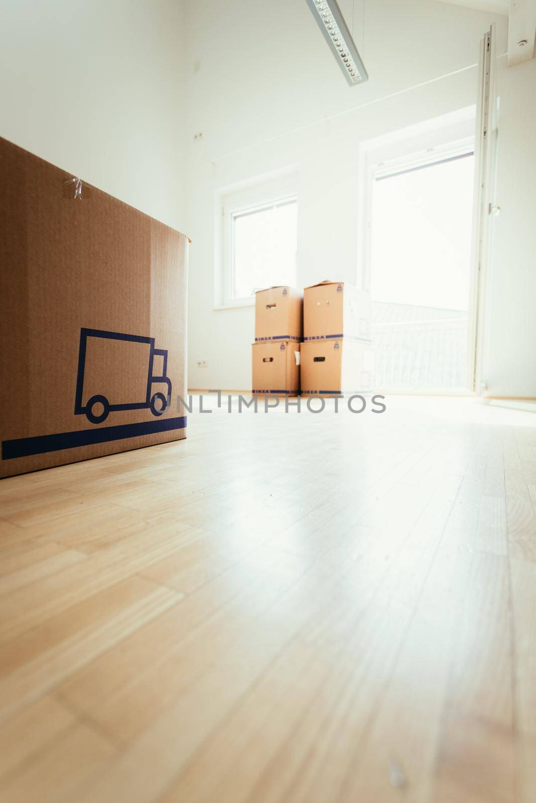 Move. Cardboard, boxes and stuff for moving into a new home