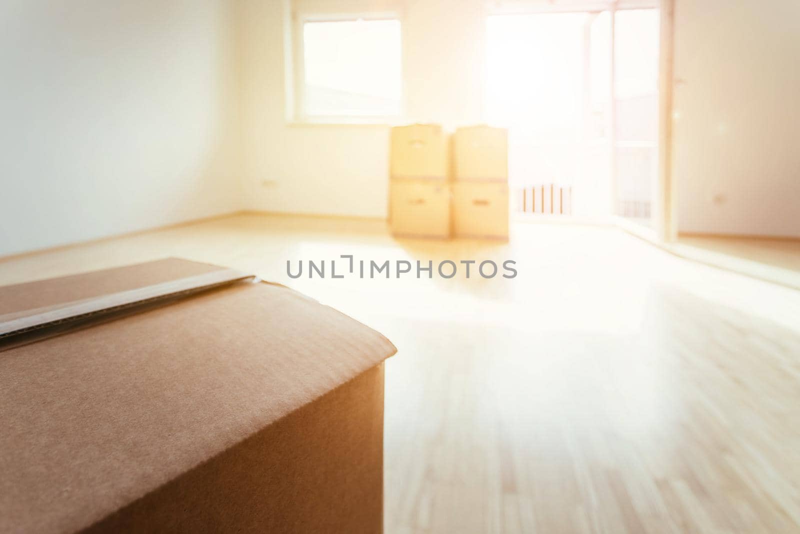 Move. Cardboard, boxes and stuff for moving into a new home