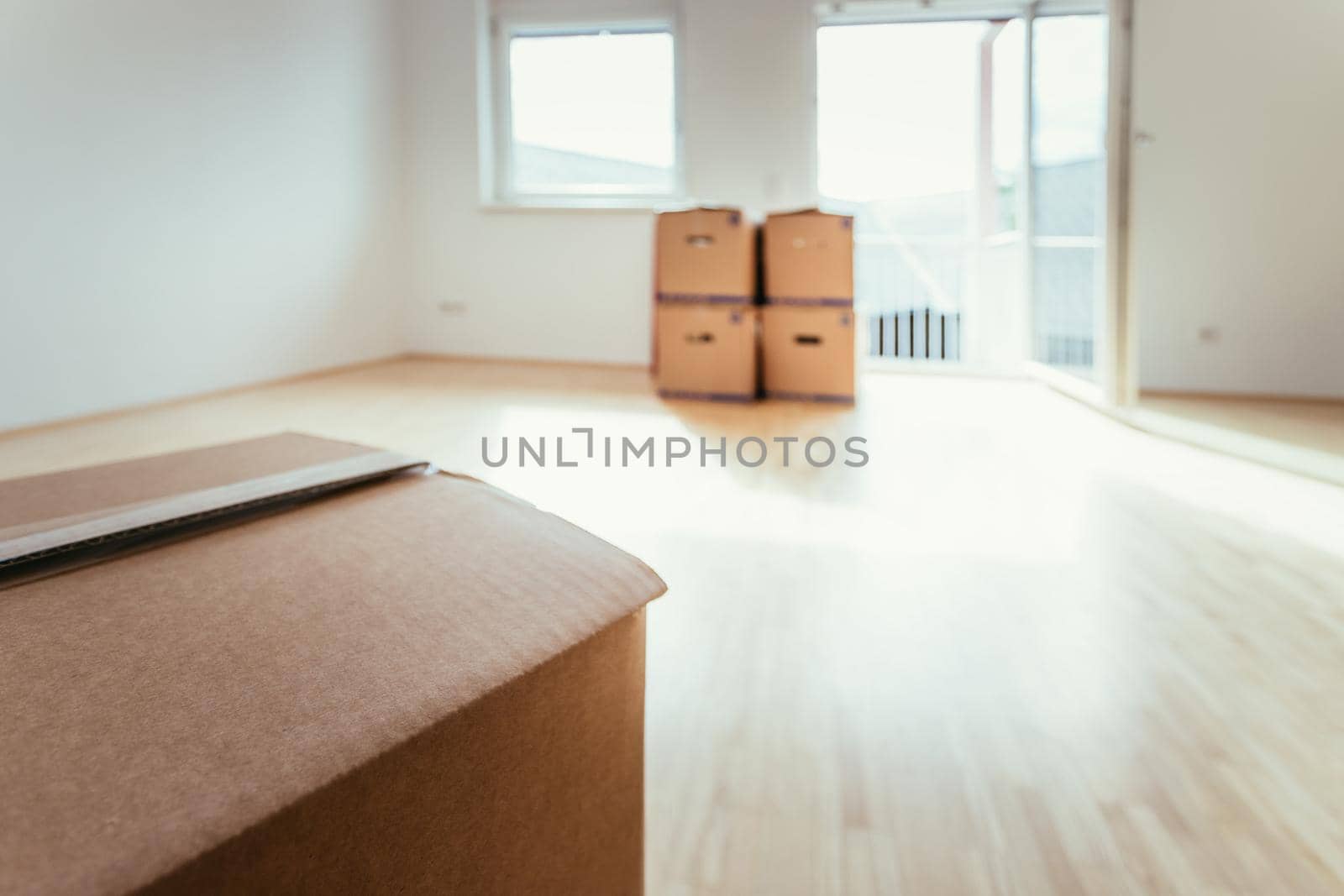 Move. Cardboard, boxes and stuff for moving into a new home