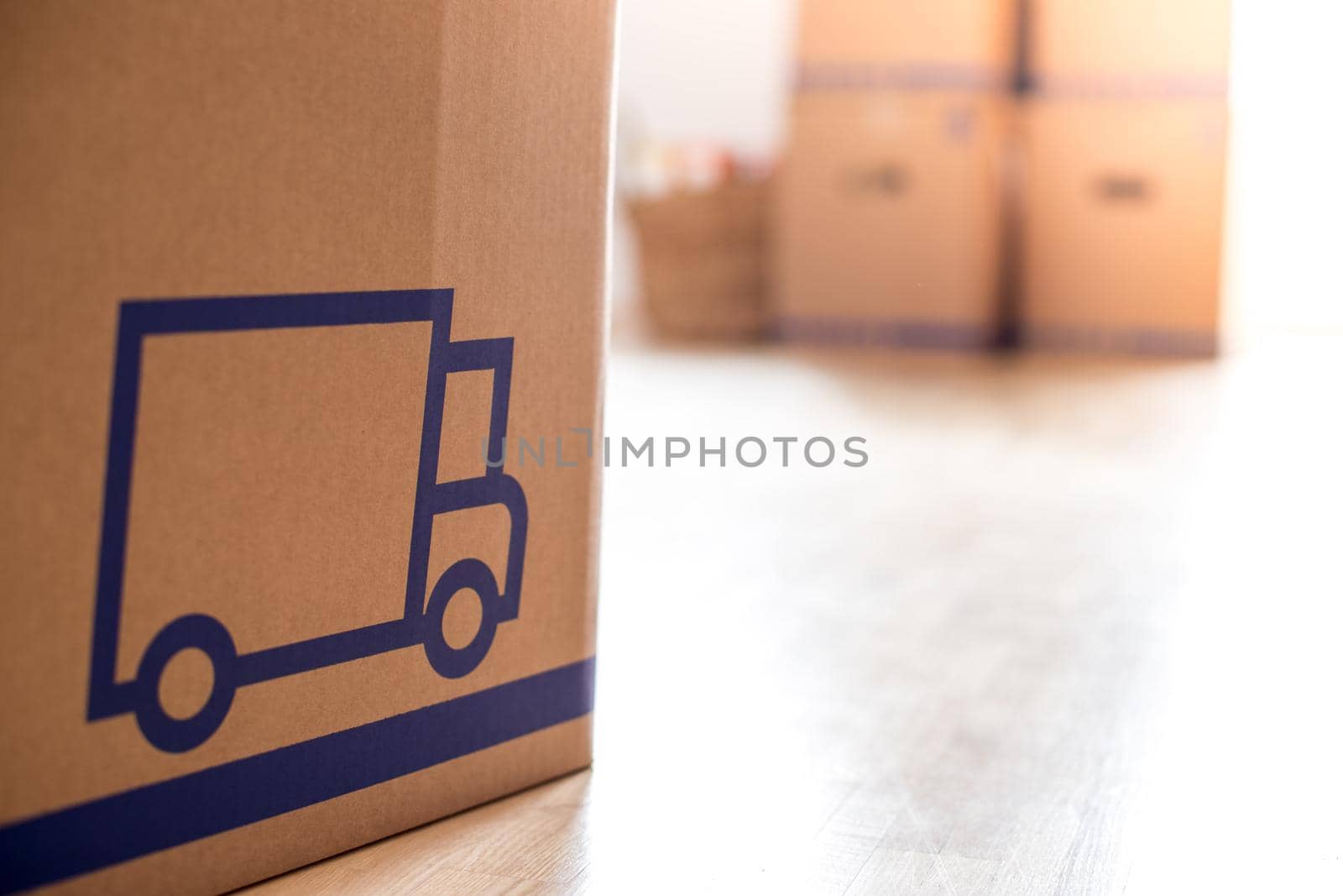 Move. Cardboard, boxes and stuff for moving into a new home