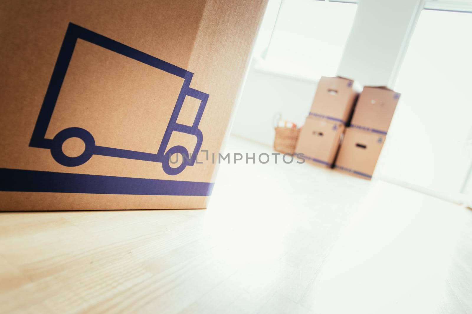 Move. Cardboard, boxes and stuff for moving into a new home