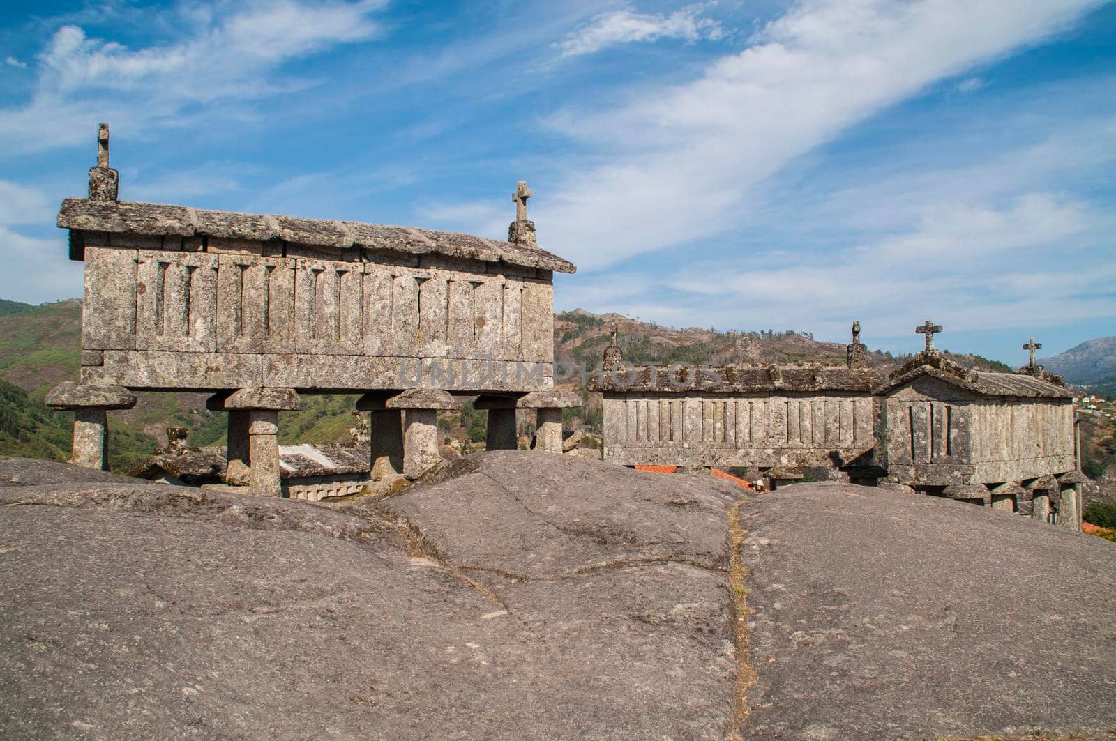 Old typical granite granary near Soajo, in the north of Portugal.