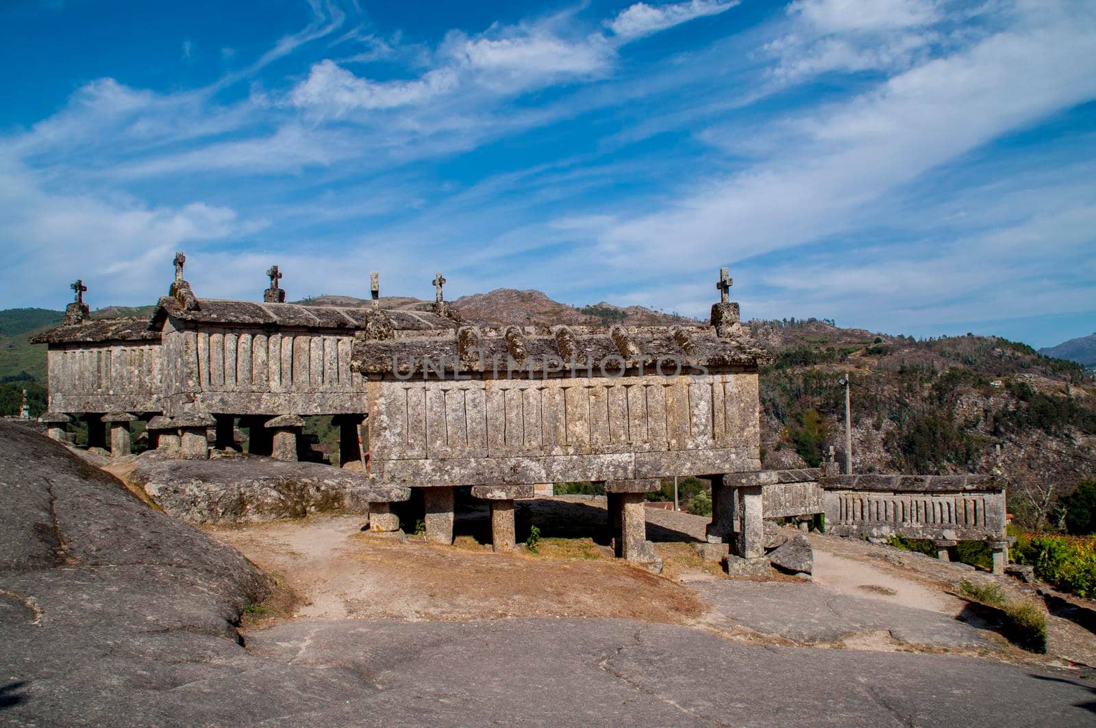 Old typical granite granary near Soajo, in the north of Portugal.