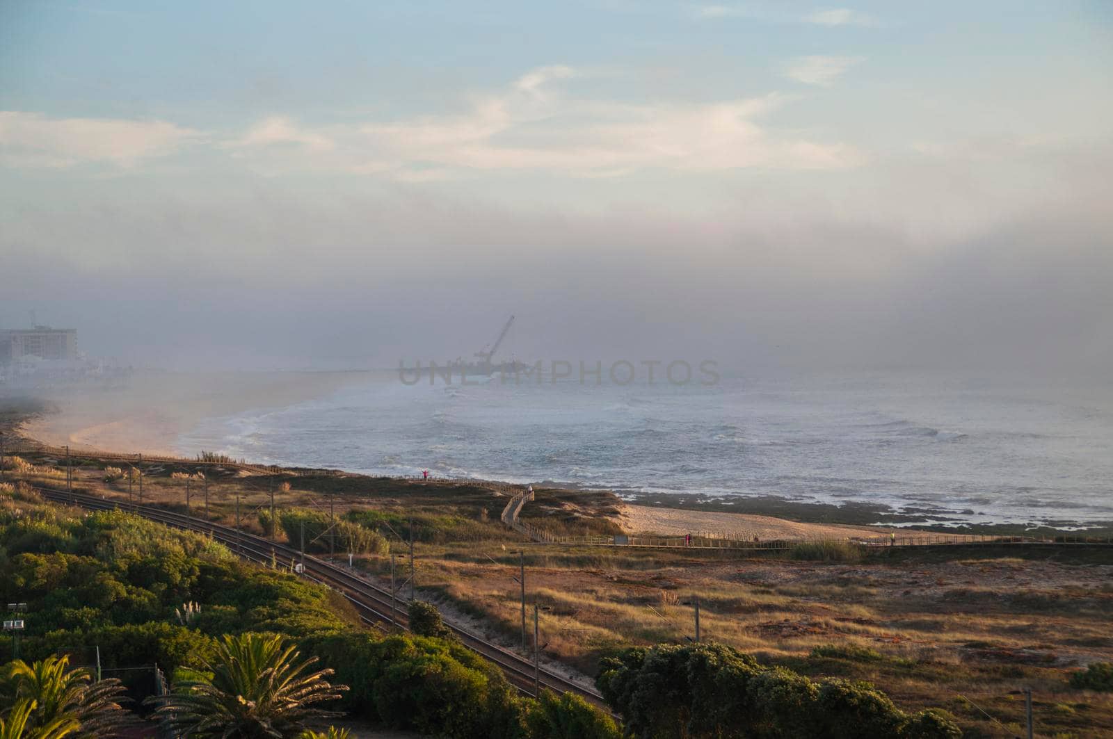 View on the beach of Espinho, in the north of Portugal.