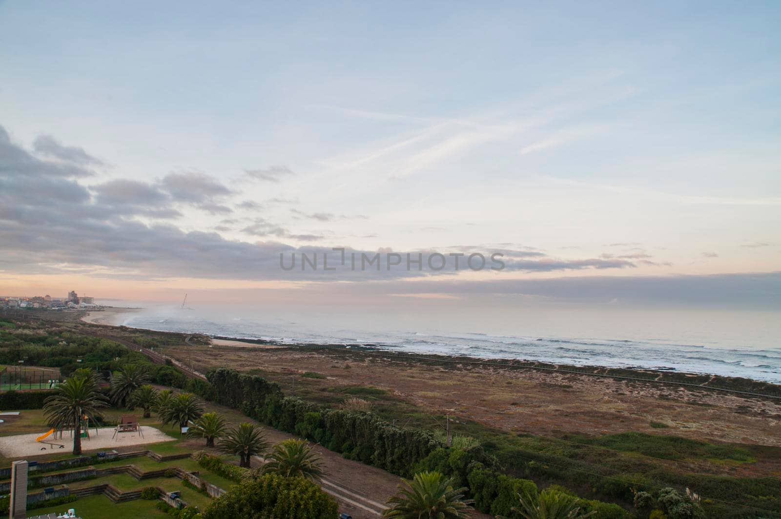 View on the beach of Espinho, in the north of Portugal.