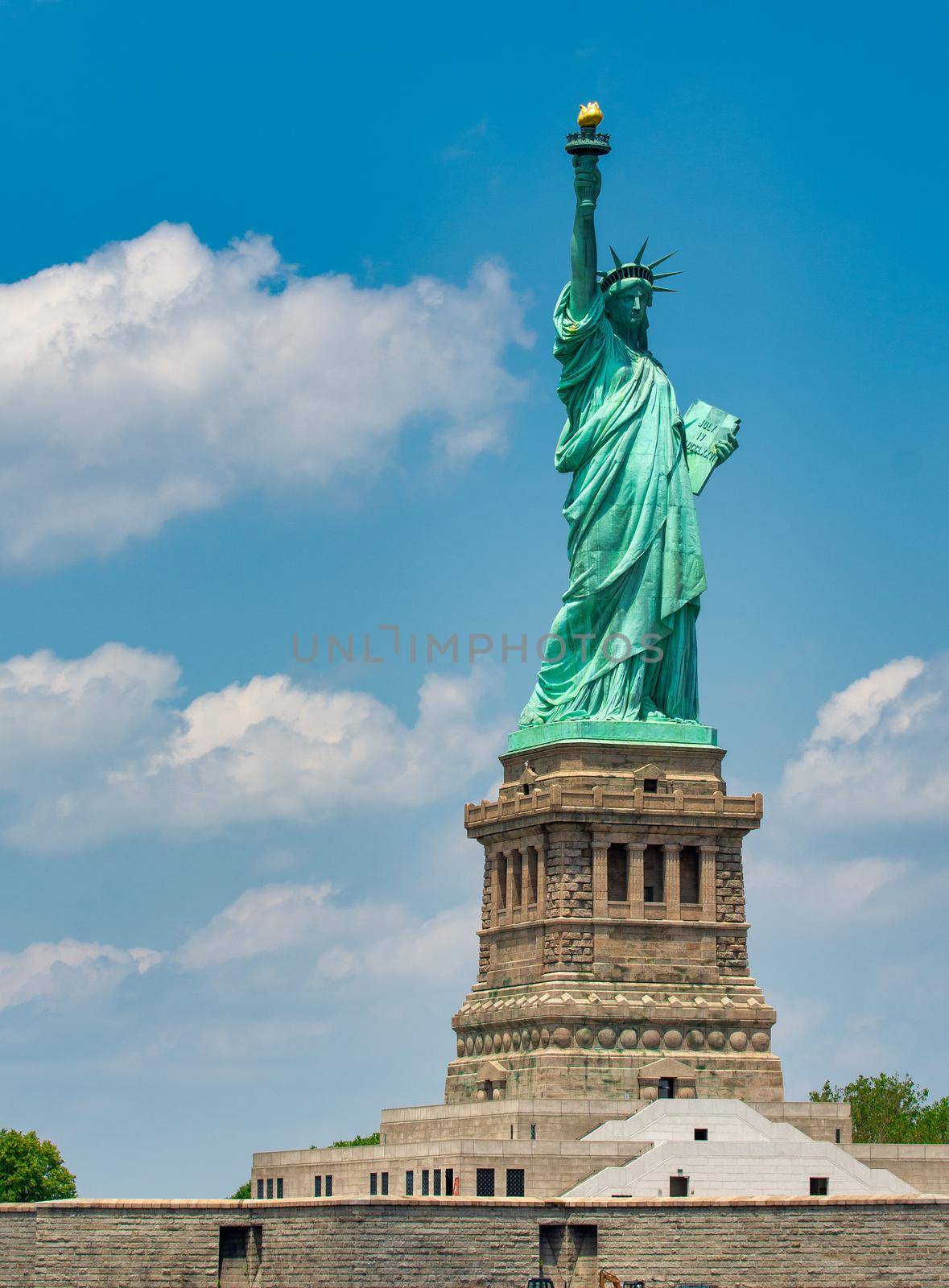 Amazing view of Statue of Liberty from the ferry boat, New York City