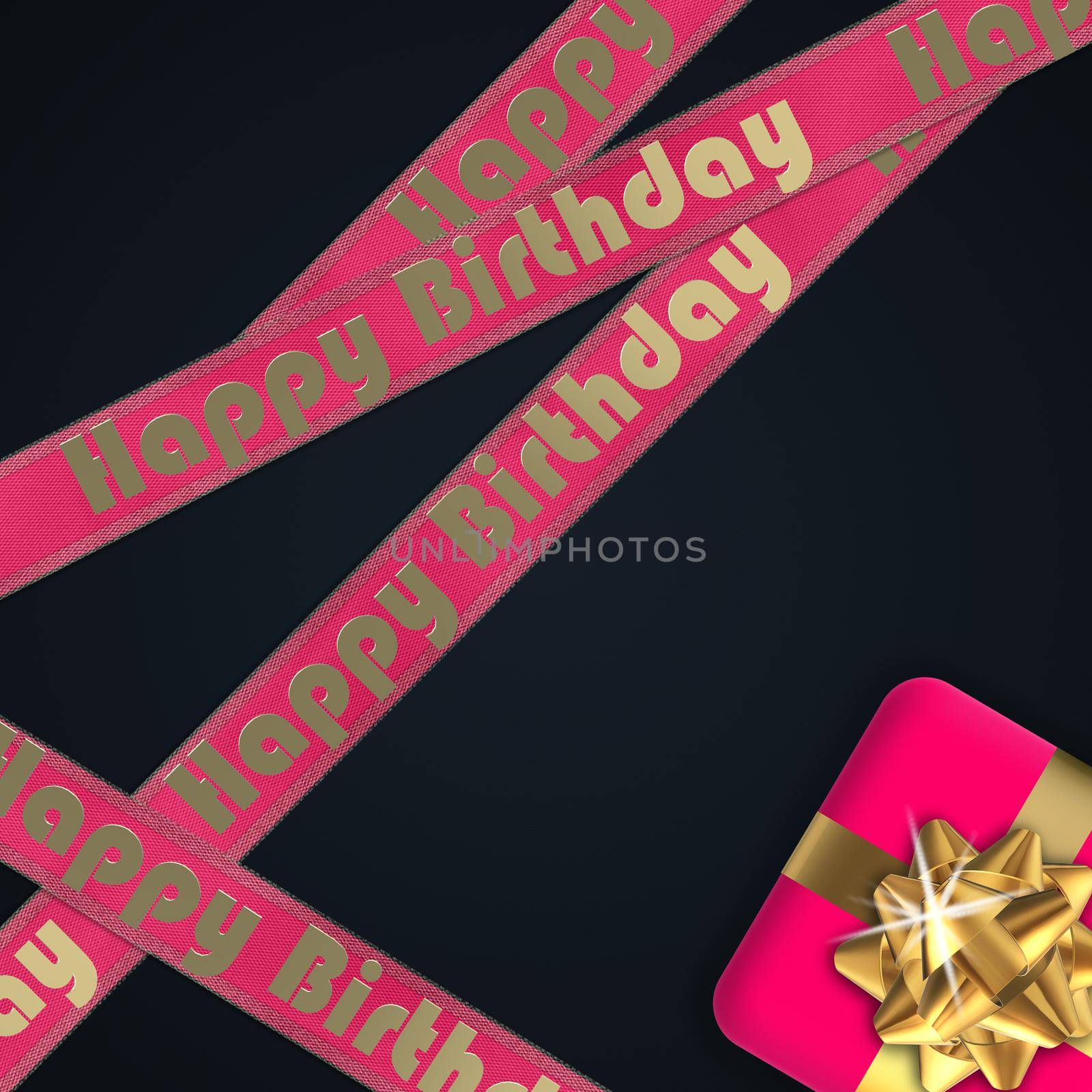 Happy birthday card with pink ribbons by NelliPolk