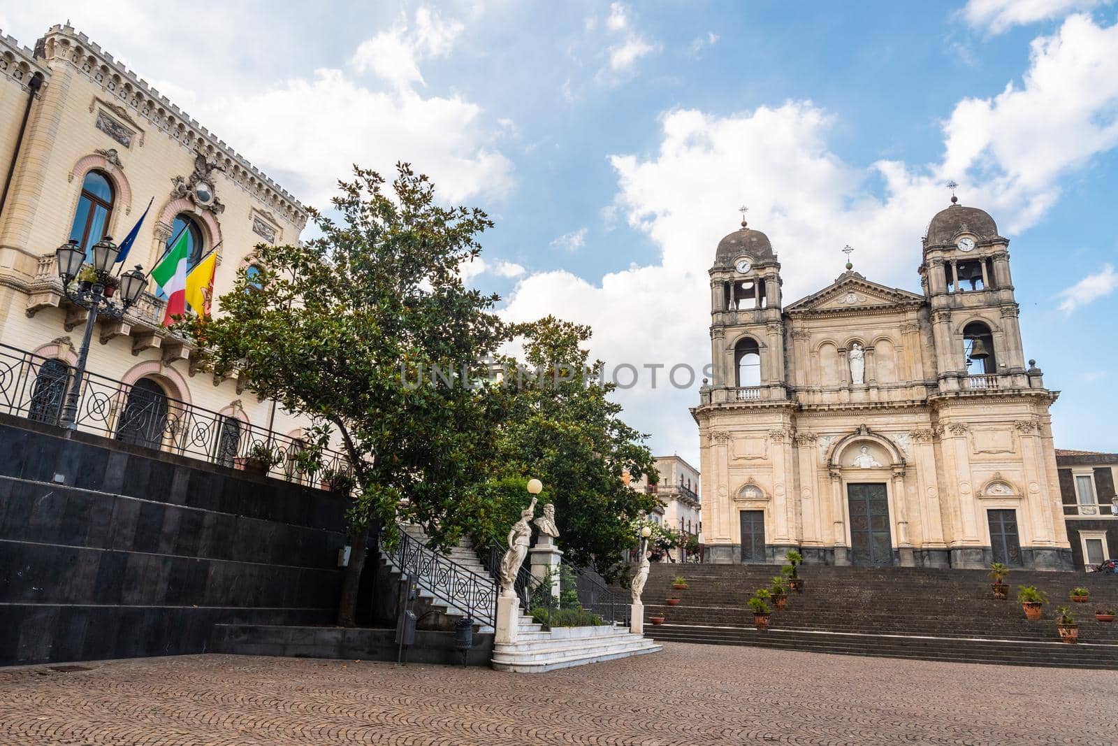 Church of Saint Mary of Provvidence in the main square of Zafferana Etnea, Italy