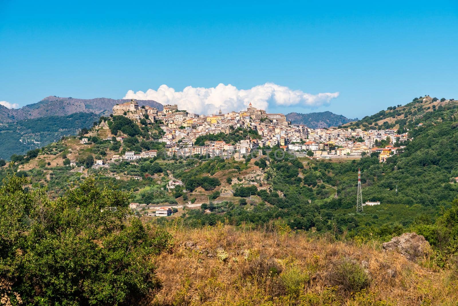 Panoramic view of Castiglione di Sicilia from Cuba di Santa Domenica, Italy