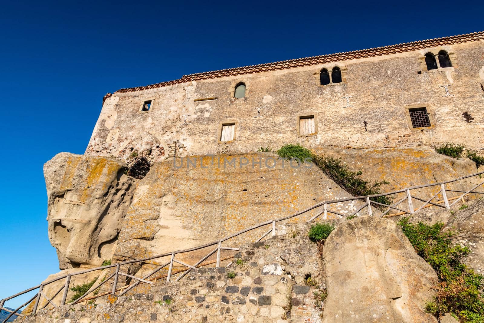 Low angle view of Lauria Castle in Castiglione di Sicilia, Italy by mauricallari