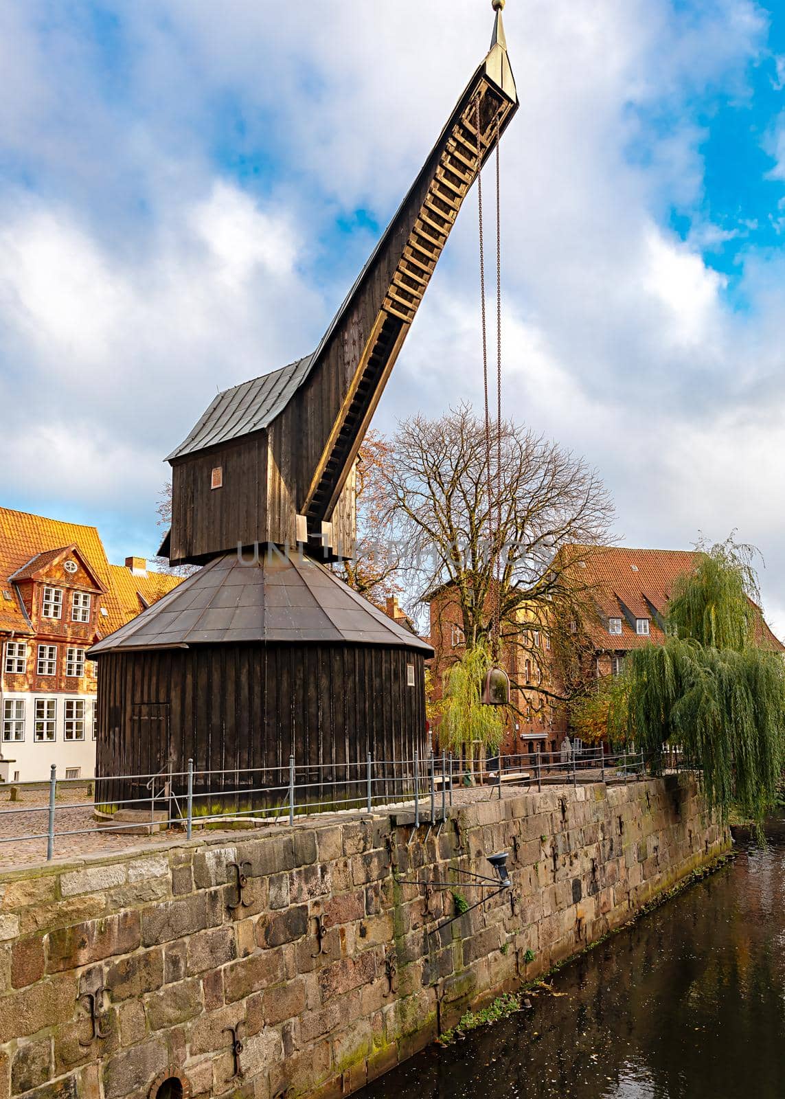 Lueneburg, Germany, historical industrial monument: the old crane in the old port of the Hanseatic city by seka33