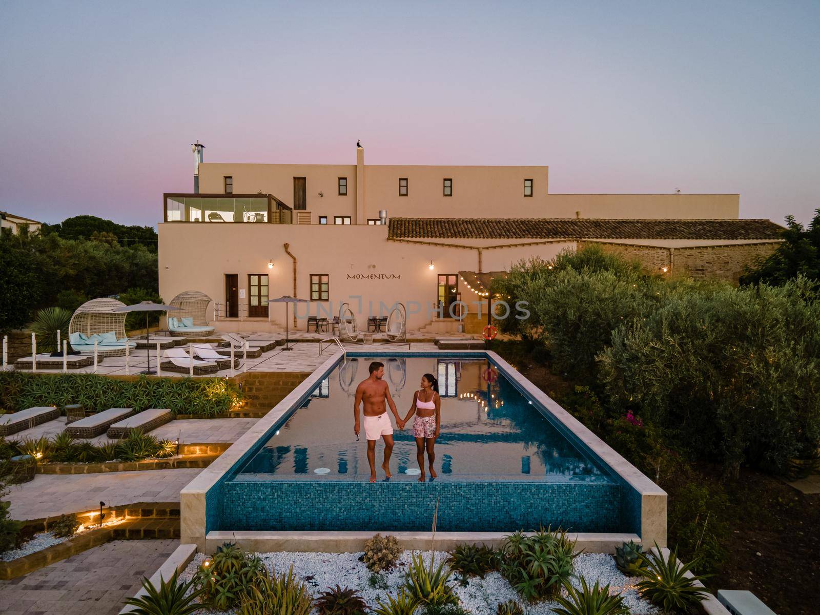 Luxury resort with a view over wine field in Selinunte Sicily Italy, infinity pool with a view over wine fields by fokkebok