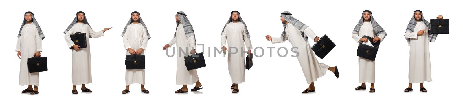 Concept with arab man isolated on white
