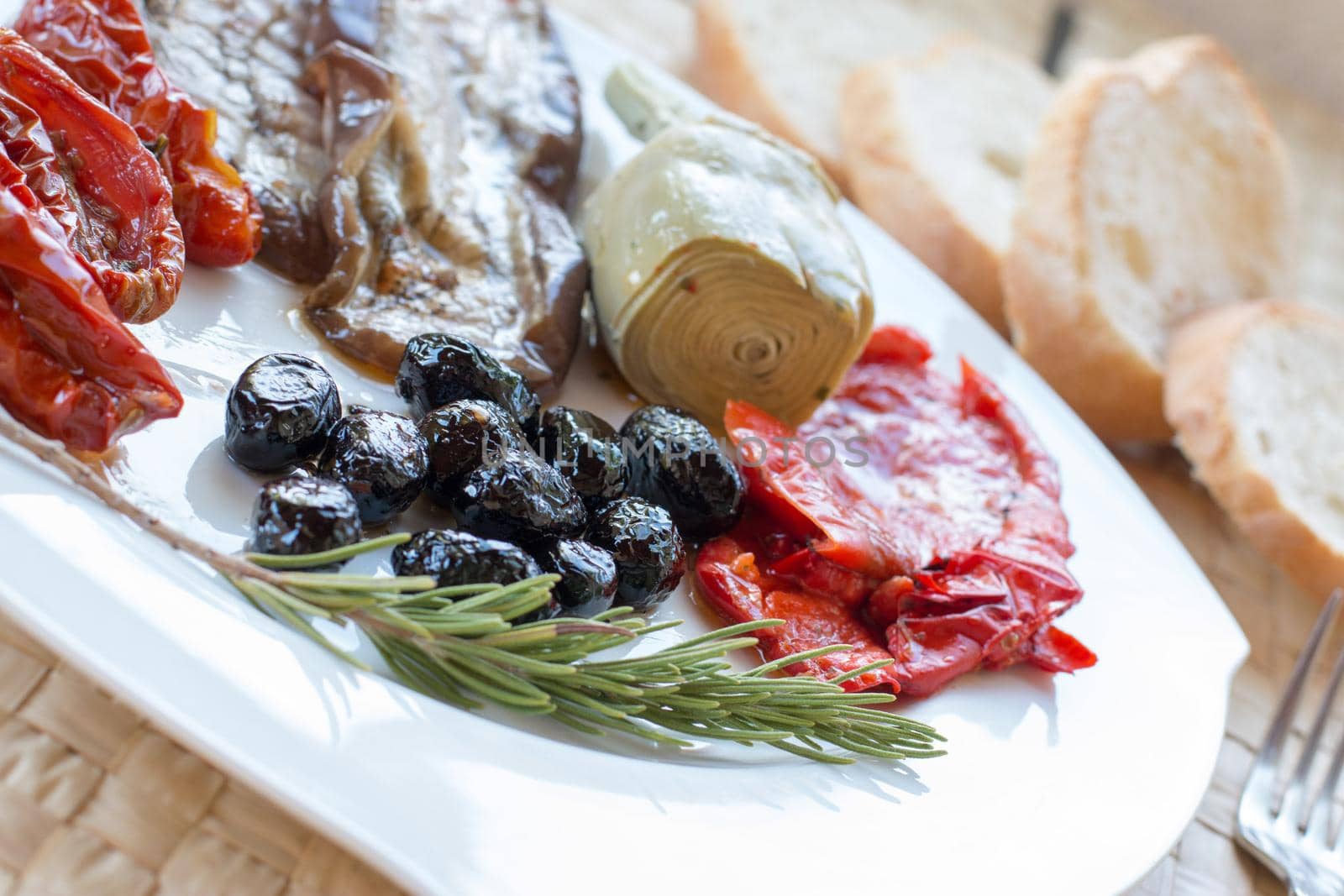 Italian speciality: Antipasti for dinner, appetizer. Tuscany, Italy by Daxenbichler