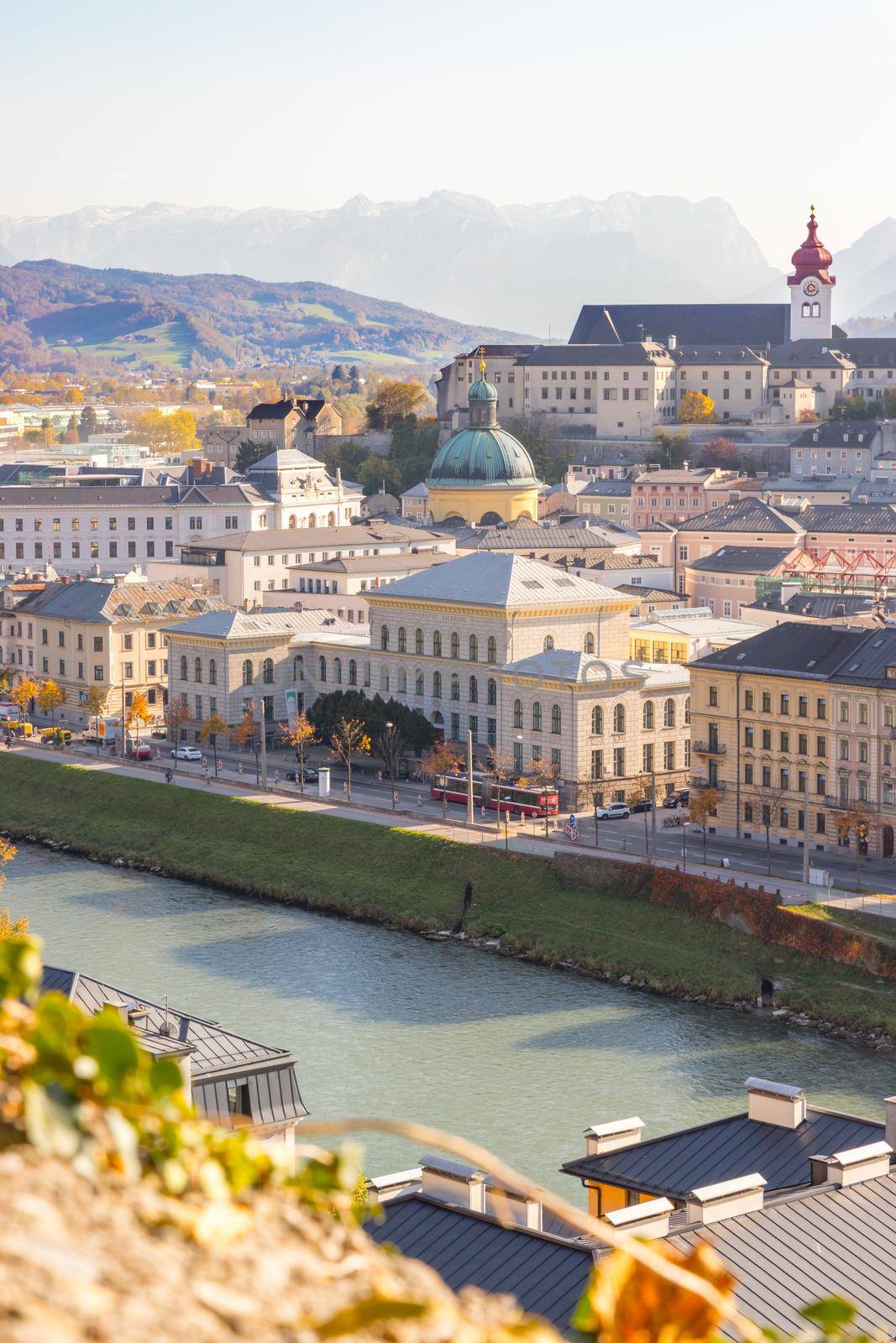 Salzburg old city in autumn, colorful sunshine, Austria by Daxenbichler