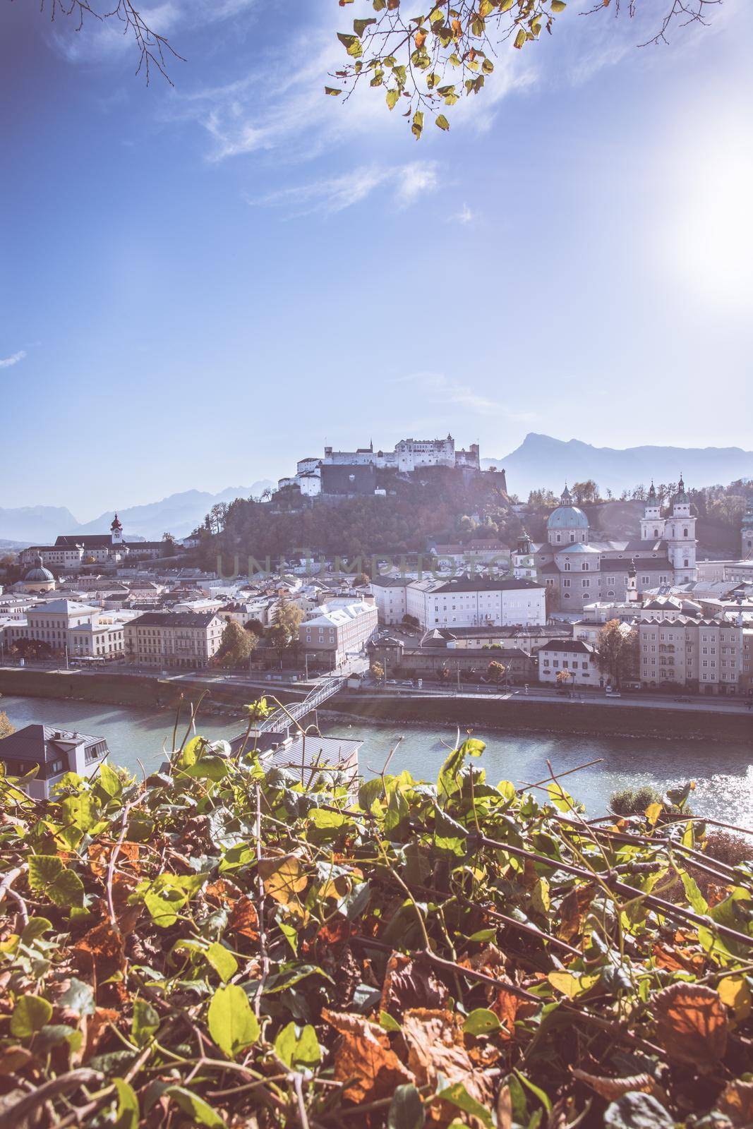 Salzburg old city in autumn, colorful sunshine, Austria by Daxenbichler