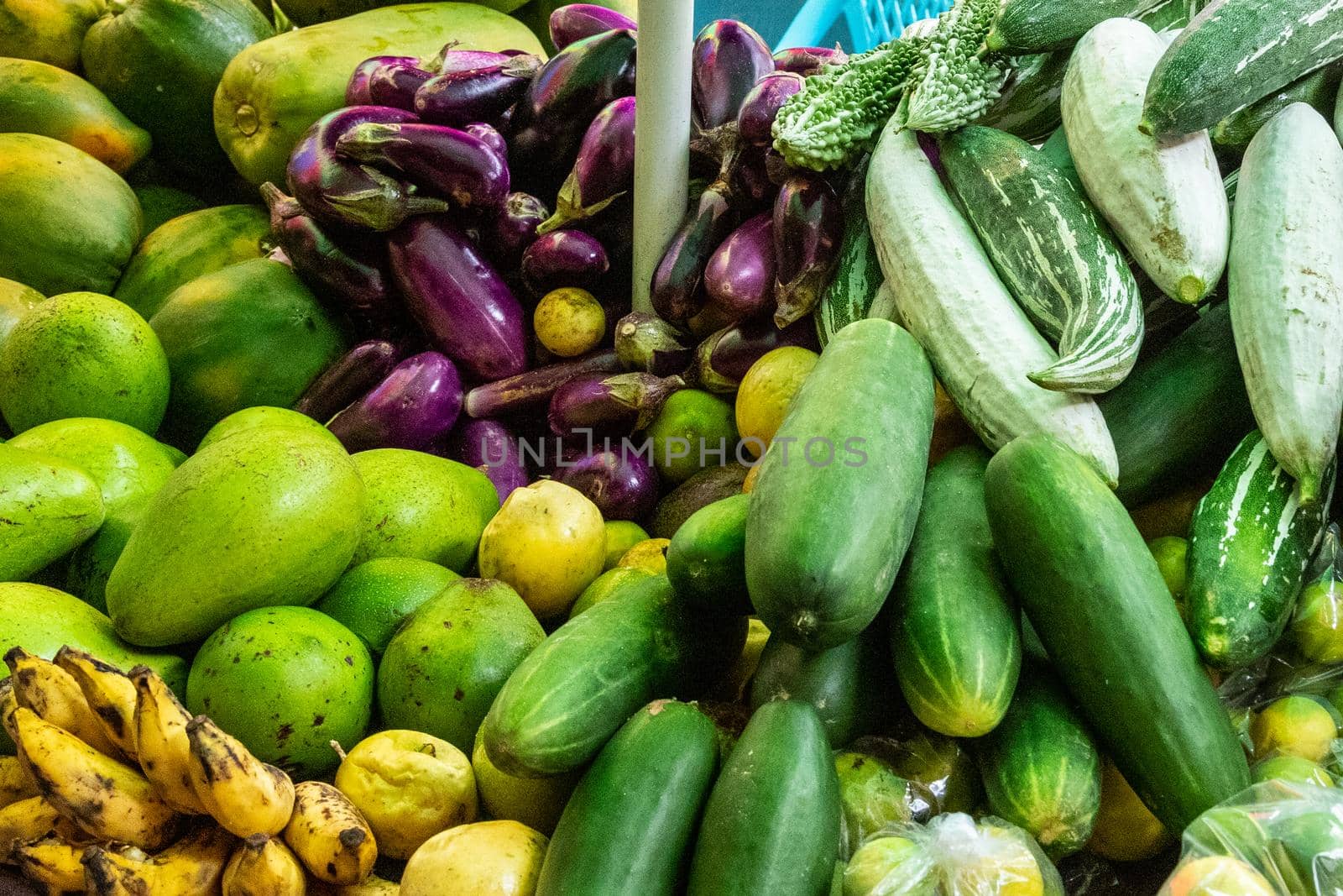 Fruit and vegetables at a market in victoria, seychelles by reinerc