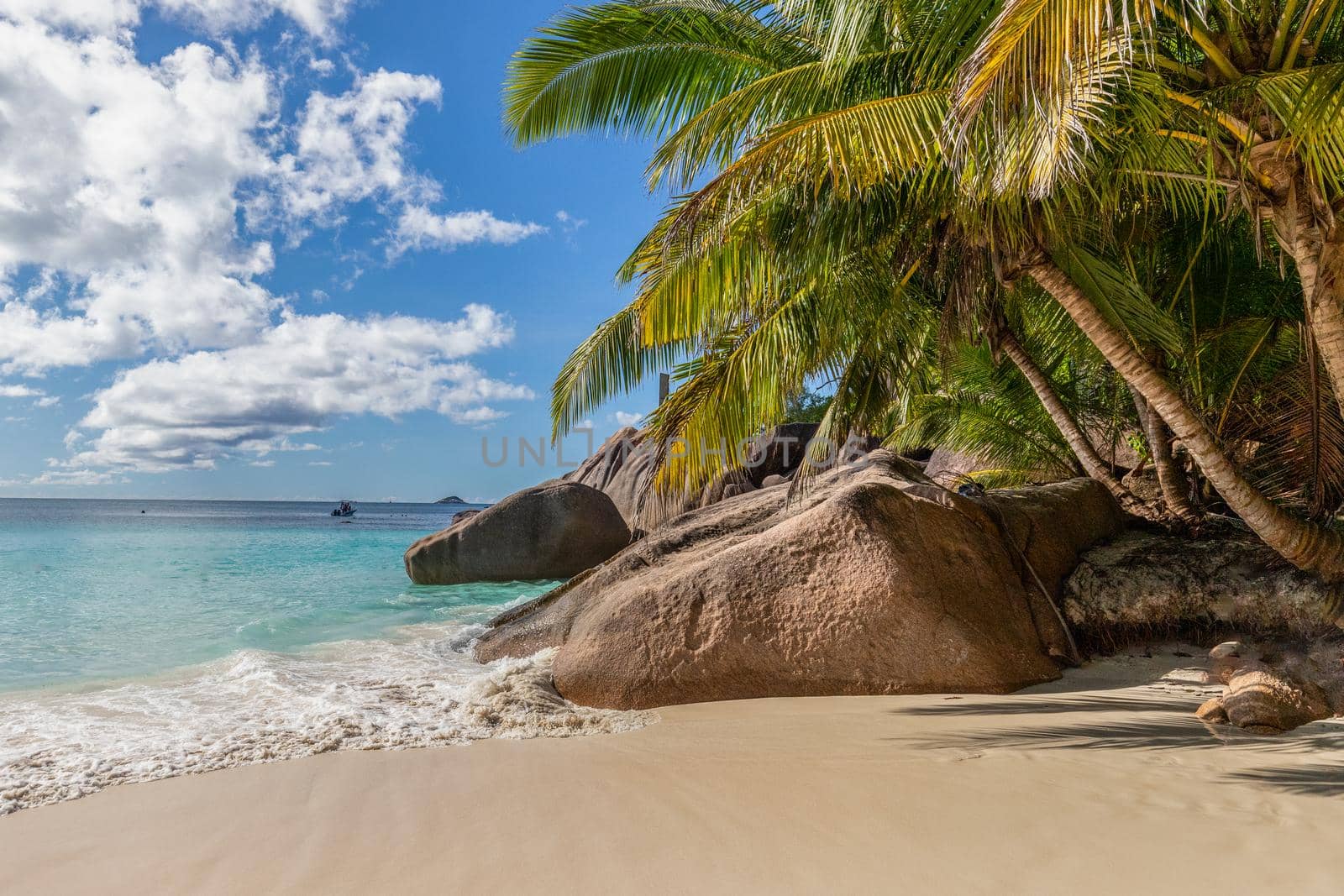 Beach on Seychelles island Praslin by reinerc