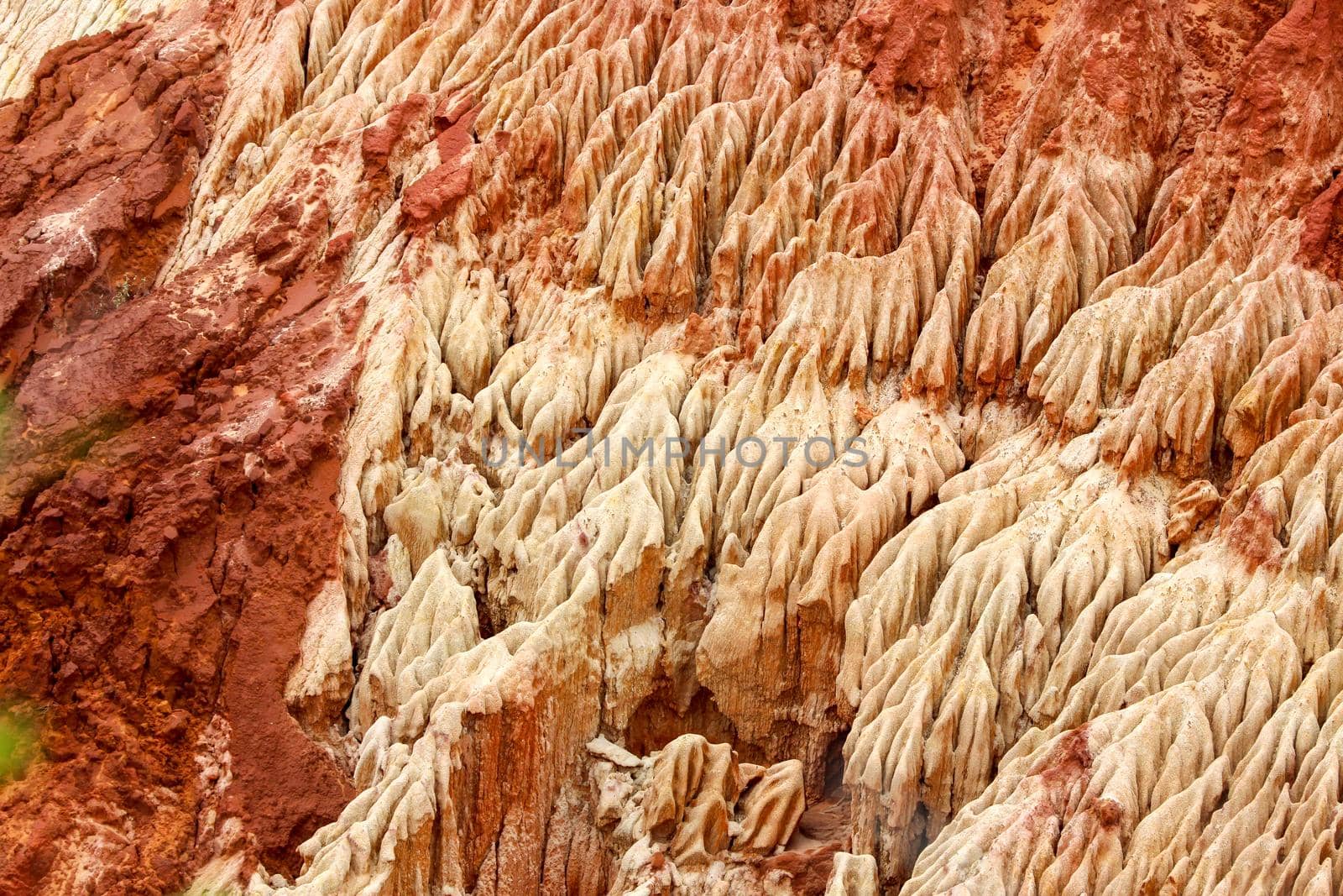 Red sandstone formations  and needles (Tsingys) in Tsingy Rouge Park in Madagascar, Africa