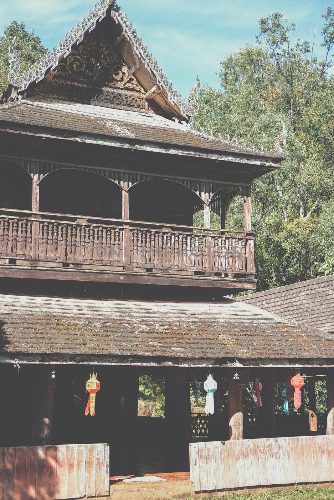 retro old Thai traditional wooden house in Thailand