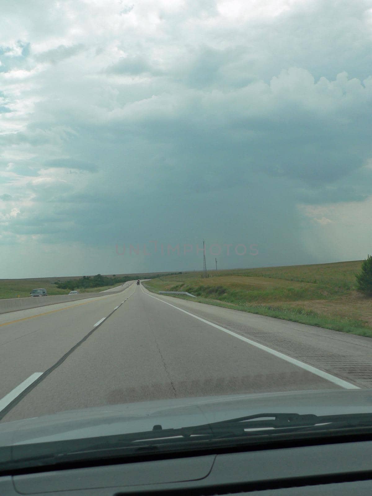 A thunderstorm in the distance in the Kansas Great Plains