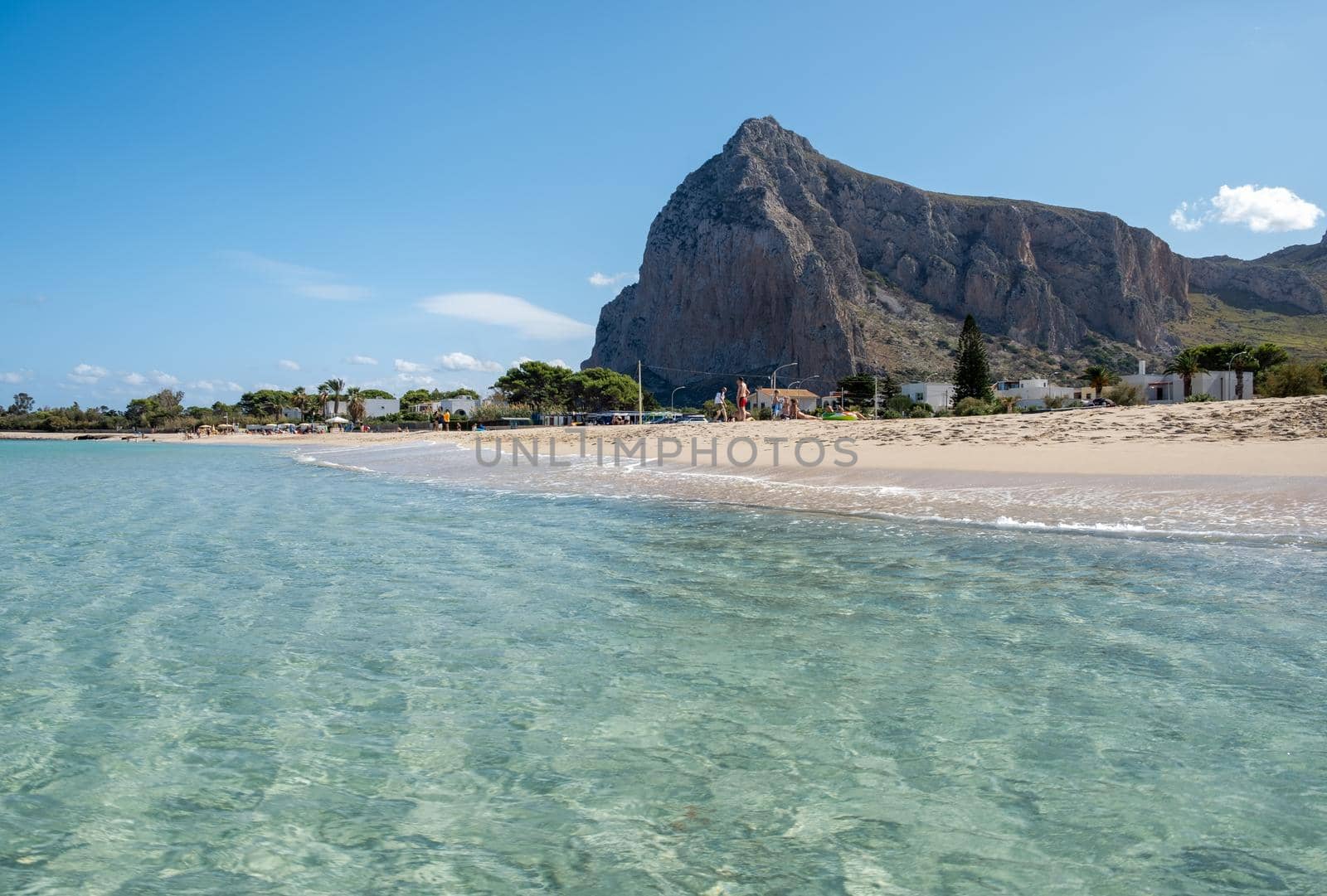 San Vito Lo Capo Sicily, San Vito lo Capo beach and Monte Monaco in background, north-western Sicily by fokkebok