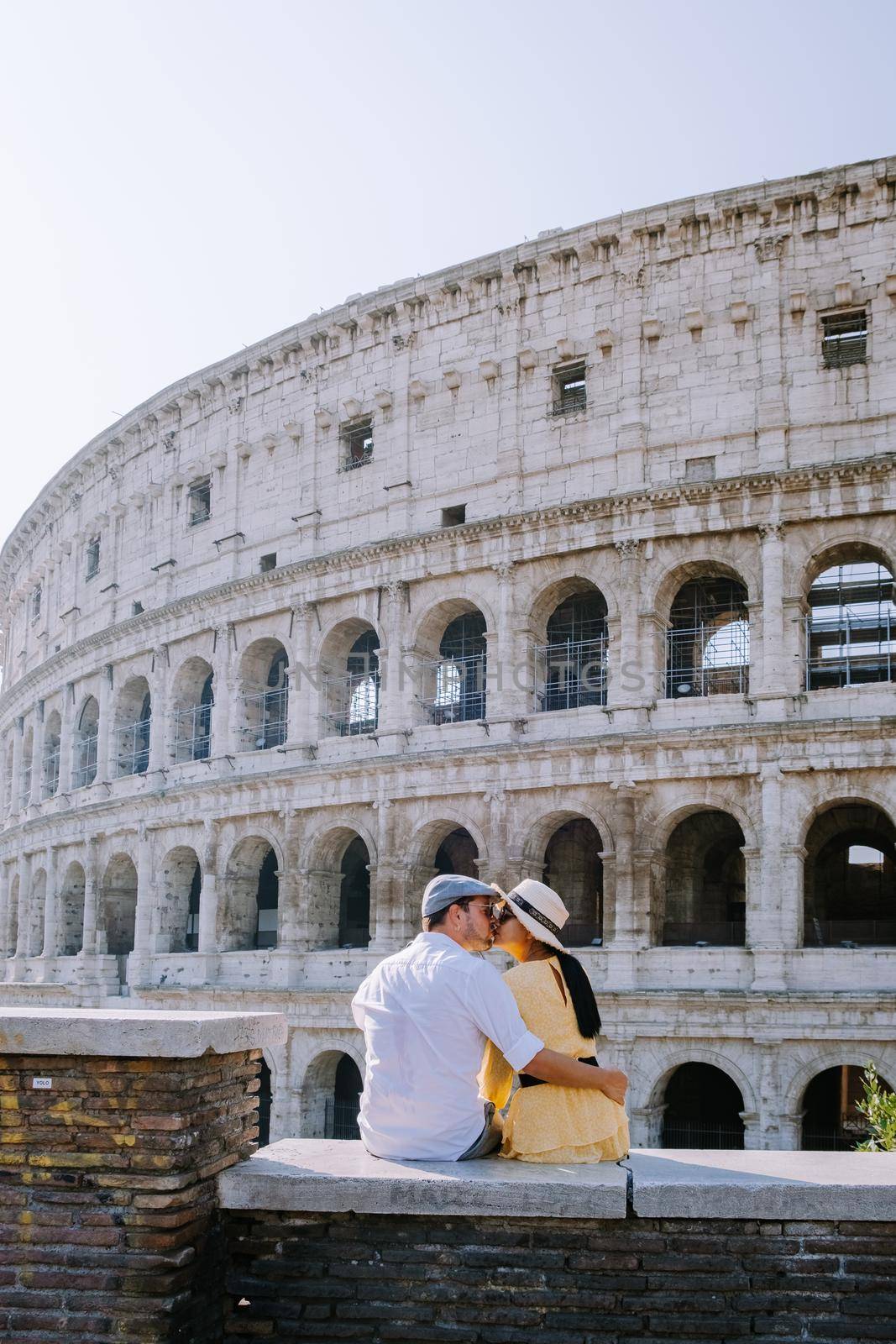 View of Colosseum in Rome and morning sun, Italy, Europe by fokkebok