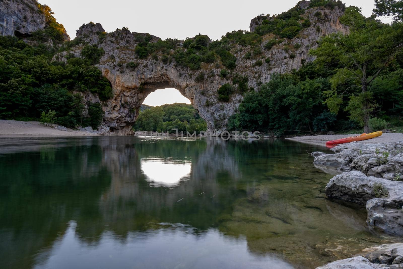 Ardeche France,view of Narural arch in Vallon Pont D'arc in Ardeche canyon in France by fokkebok