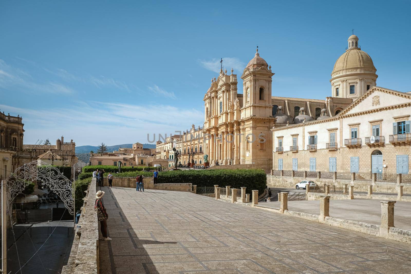 Sicily Italy, view of Noto old town and Noto Cathedral, Sicily, Italy. by fokkebok