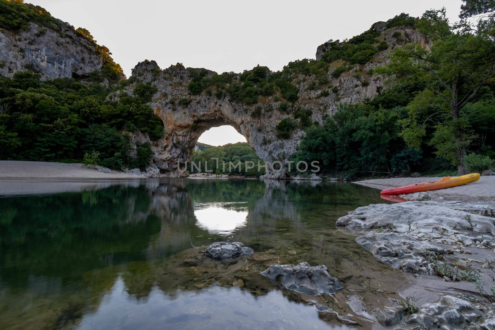 Ardeche France,view of Narural arch in Vallon Pont D'arc in Ardeche canyon in France by fokkebok