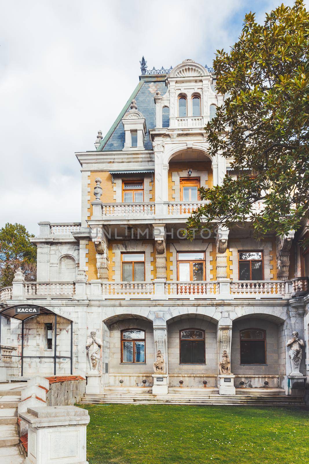 ALUPKA, CRIMEA - February 10, 2015. Massandra Palace. Chateauesque villa of Emperor Alexander III of Russia. by aksenovko