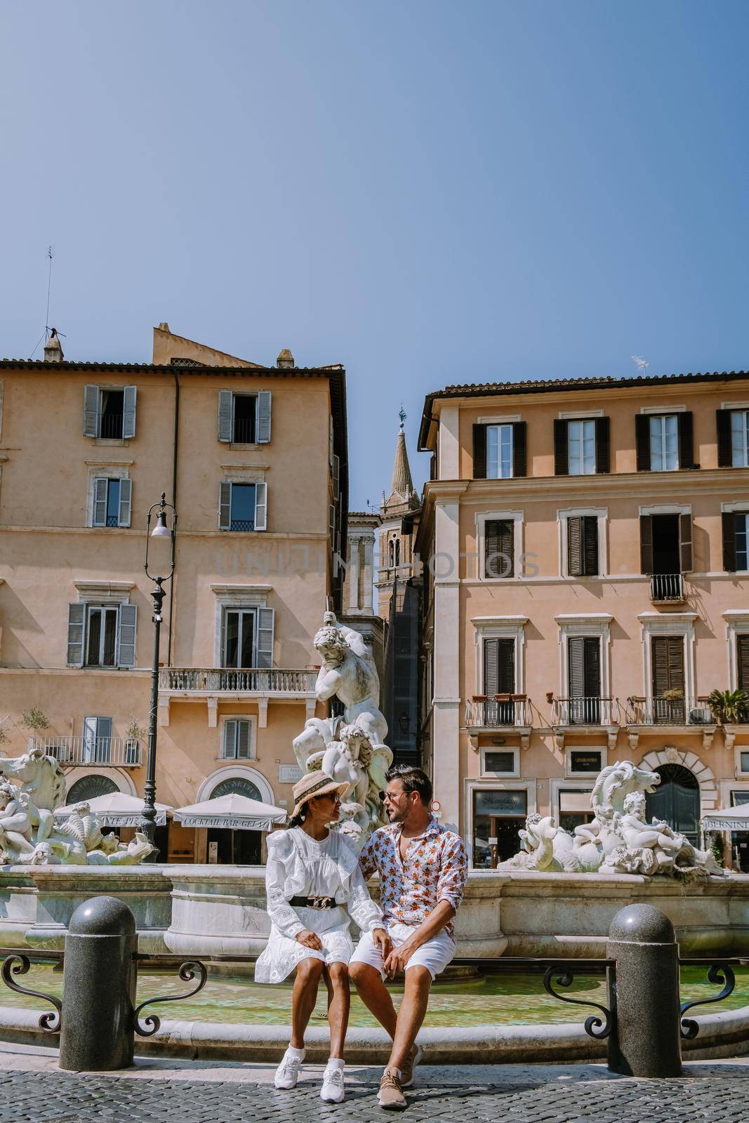 Piazza Navona in Rome, Italy Europe in the morning, couple on city trip Rome