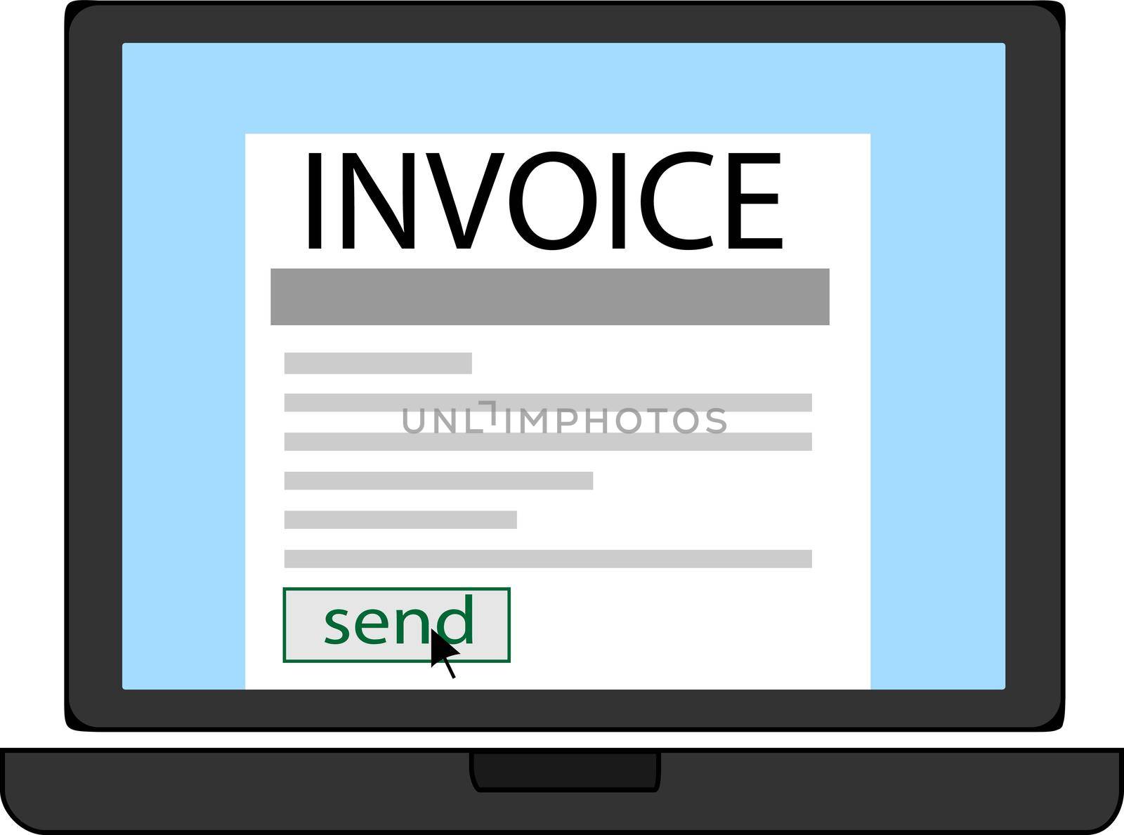 Invoice blank in a notebook screen payment conceptual vector icon isolated on a white background