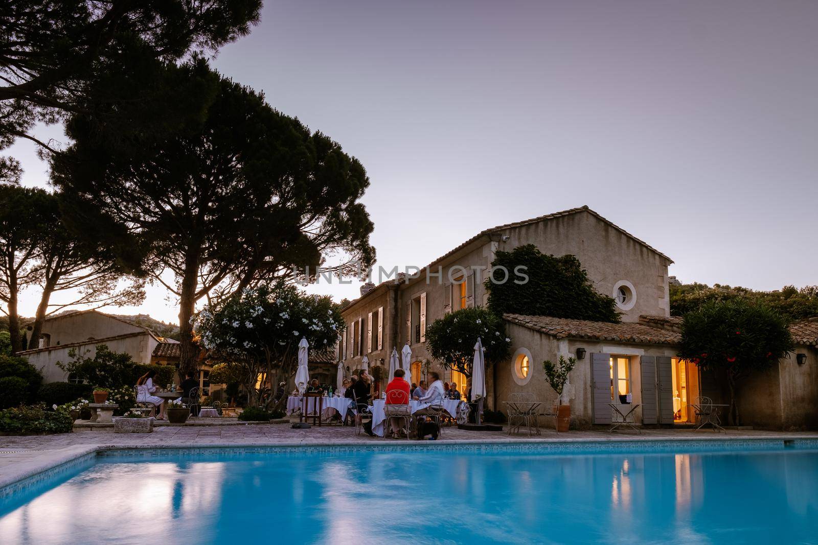 luxury hotel Provence France during sunset with swimming pool France