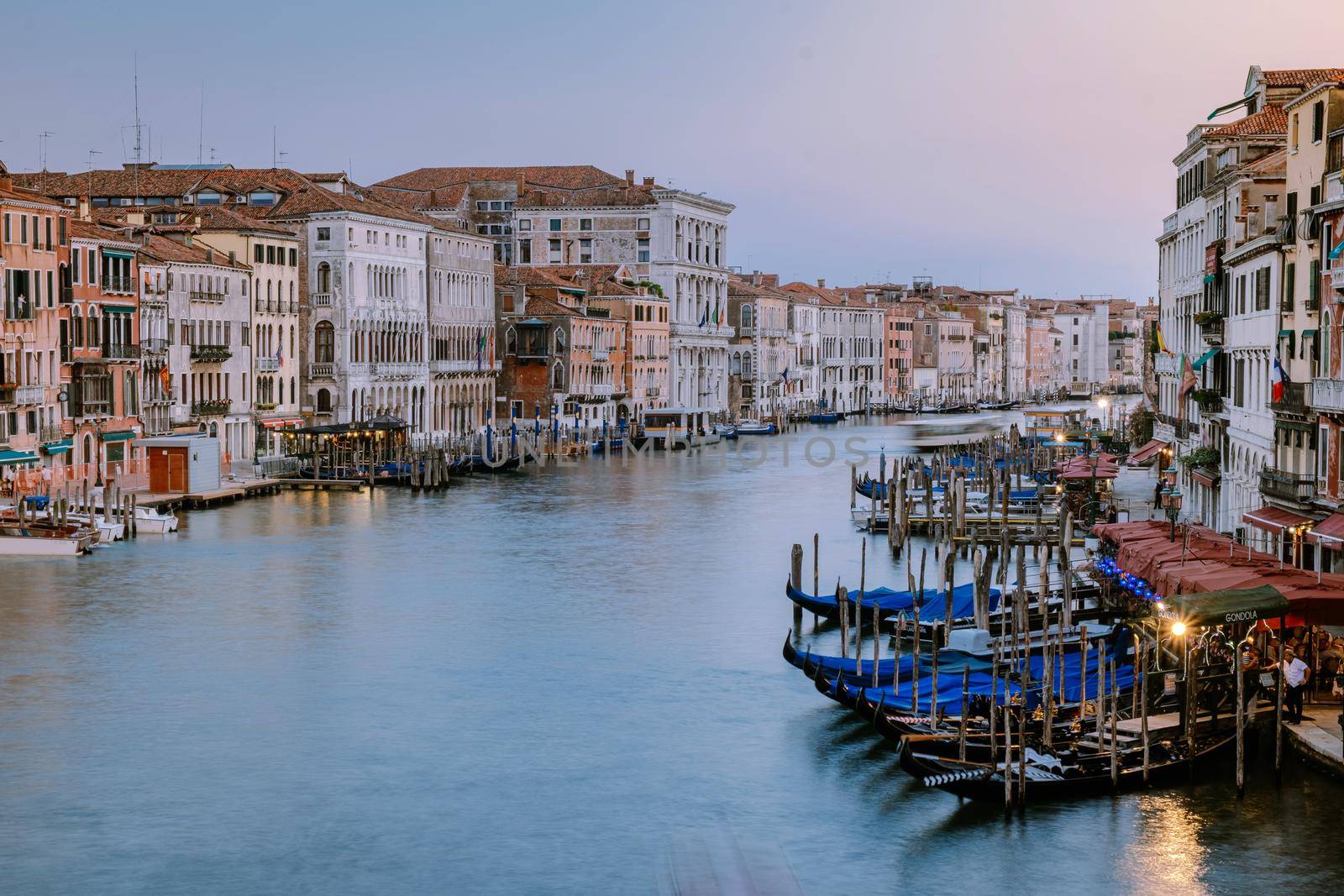 Beautiful venetian street in summer day, Italy. Venice Europe