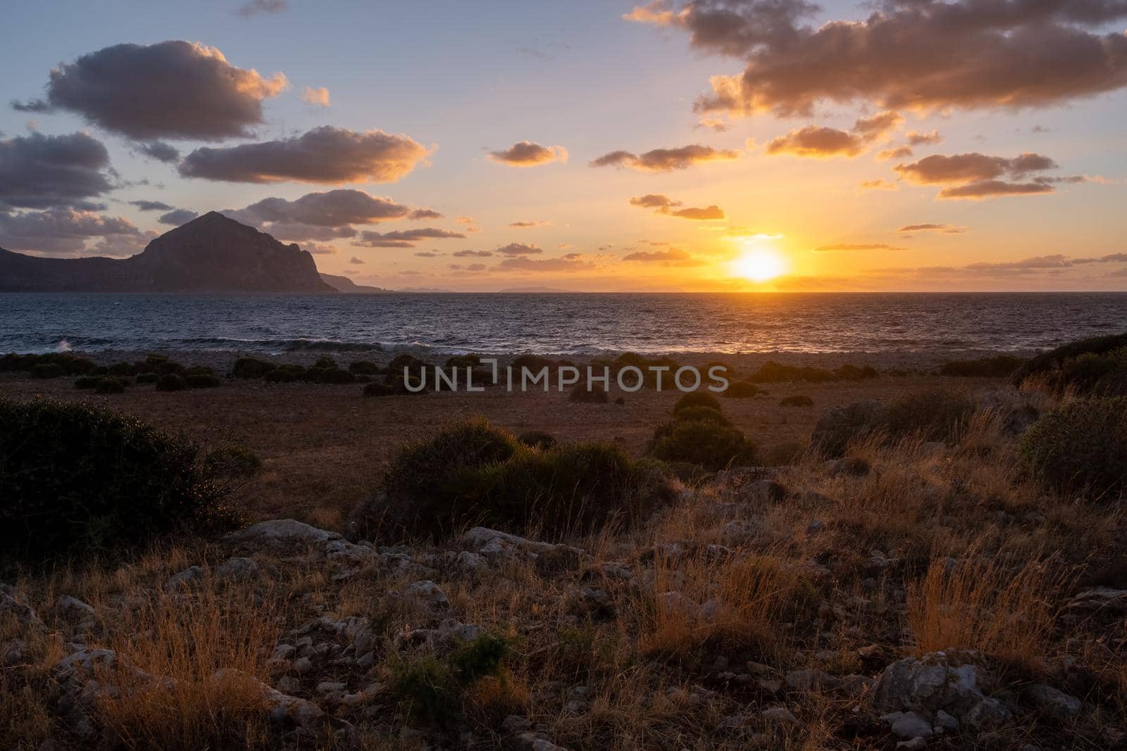 San Vito Lo Capo Sicily, San Vito lo Capo beach and Monte Monaco in background, north-western Sicily. High quality photo