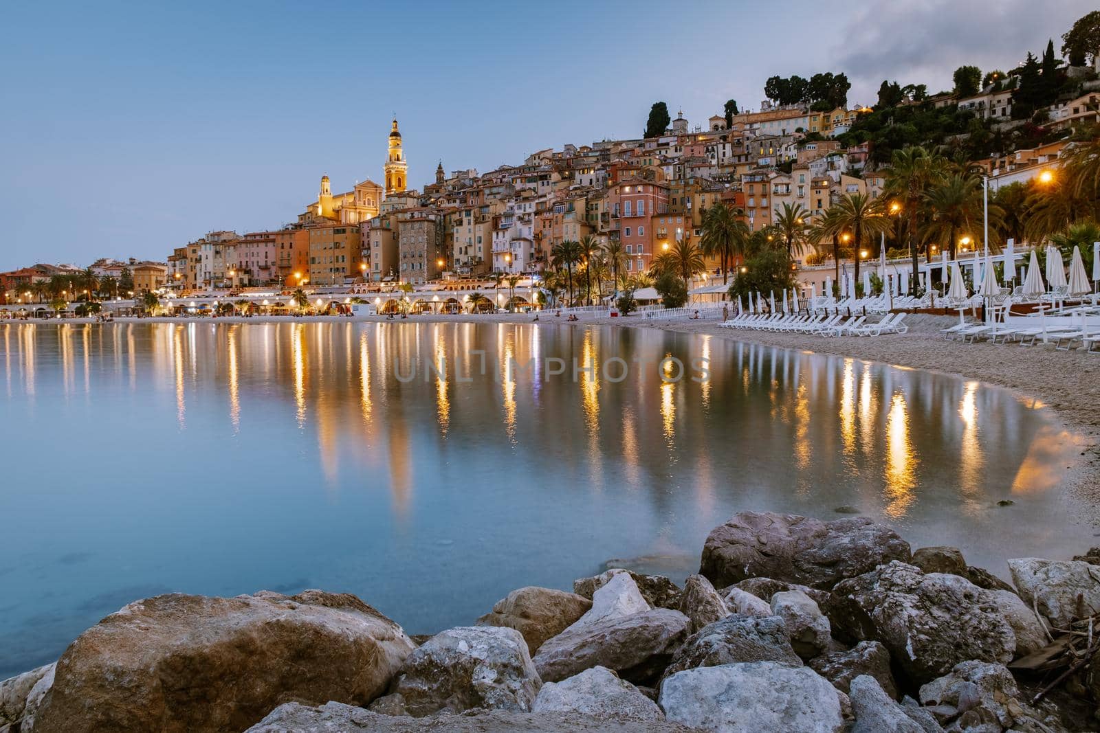 Menton France,Cote d Azur France, View on old part of Menton, Provence-Alpes-Cote d'Azur, France Europe