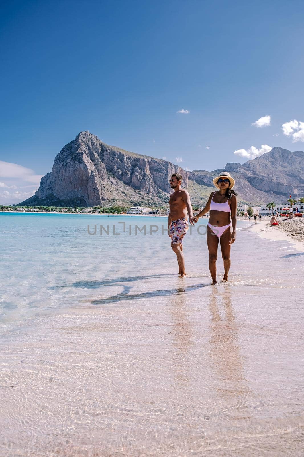 San Vito Lo Capo Sicily, San Vito lo Capo beach and Monte Monaco in background, north-western Sicily. High quality photo