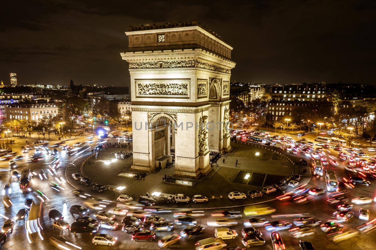 Triumphal Arch of the Star at Night. It is one of the most famous monuments in Paris.