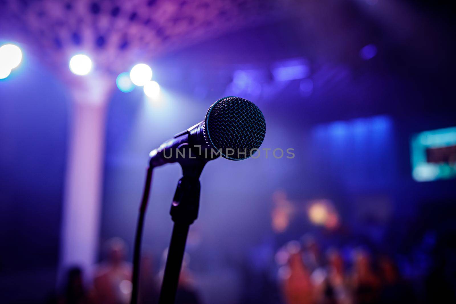 The microphone on stage before the artist performance