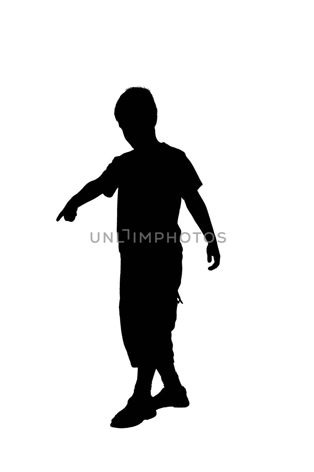 isolated white background on it a dark silhouette of a boy
