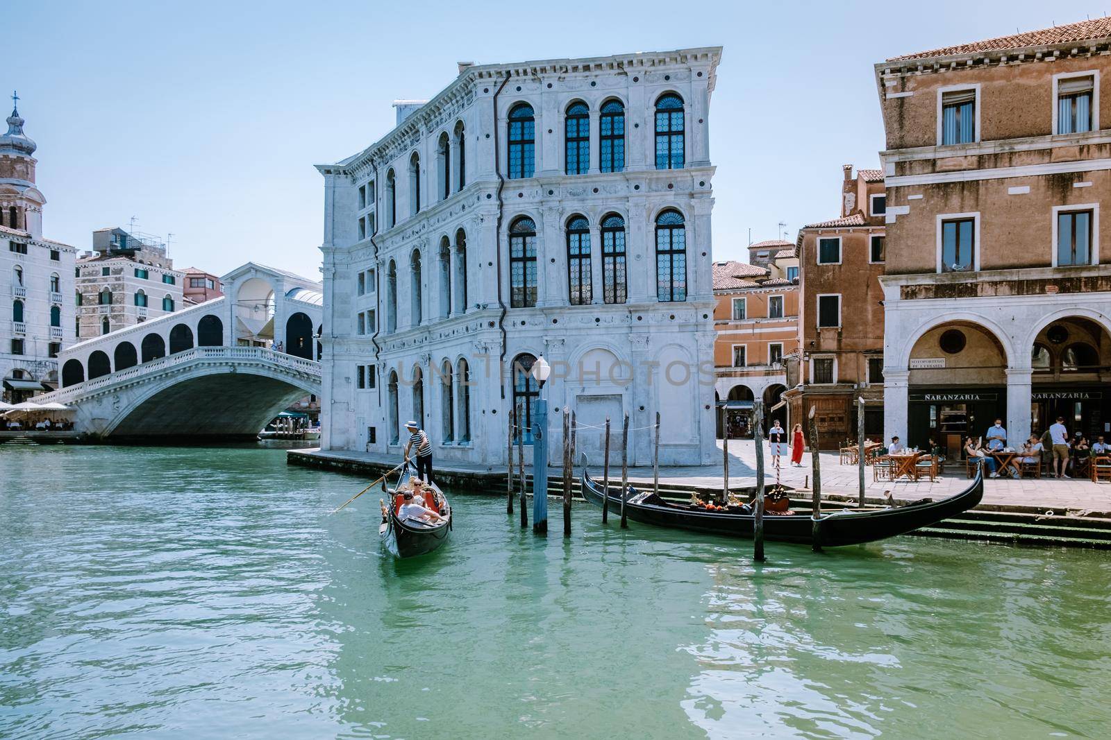 Beautiful venetian street in summer day, Italy Venice by fokkebok