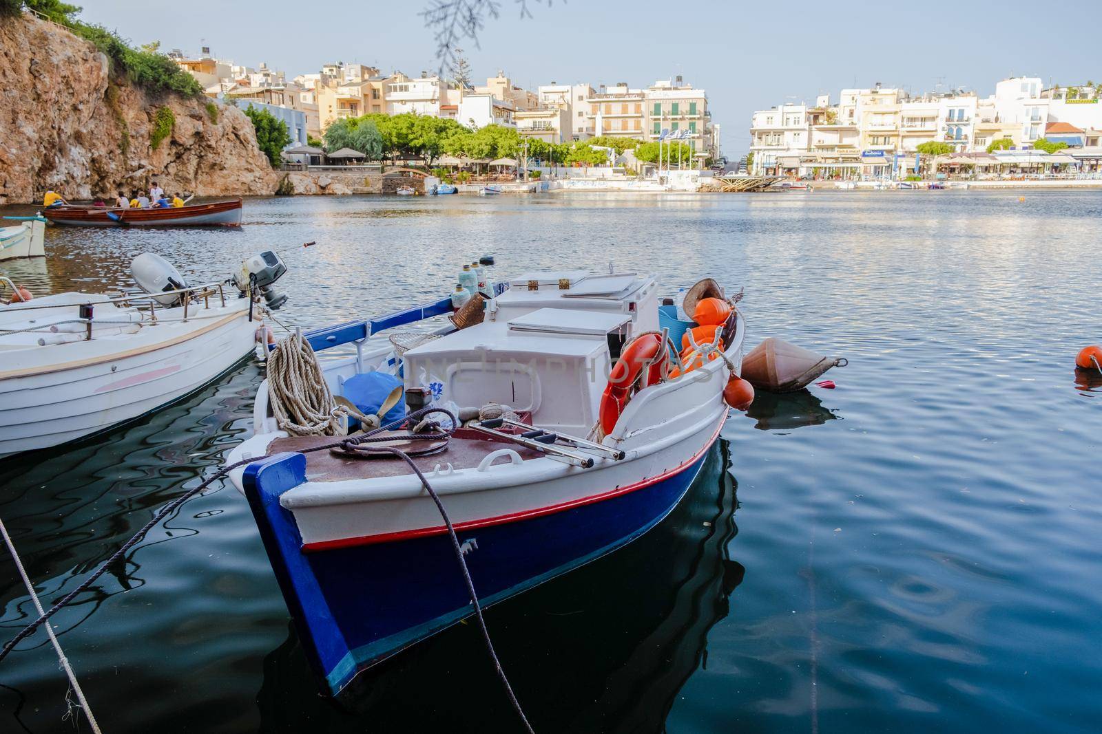 Agios Nikolaos, Crete, Greece. Agios Nikolaos is a picturesque town in the eastern part of the island Crete built on the northwest side of the peaceful bay of Mirabello Crete Greece