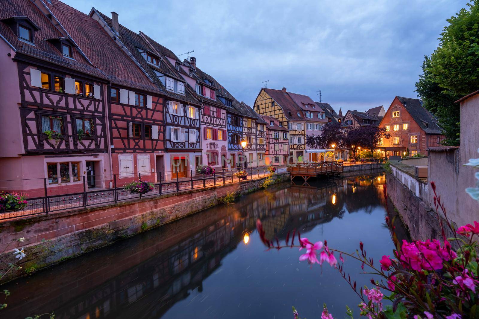 Colmar, Alsace, France. Petite Venice, water canal and traditional half timbered houses. Colmar is a charming town in Alsace, France. Beautiful view of colorful romantic city Colmar