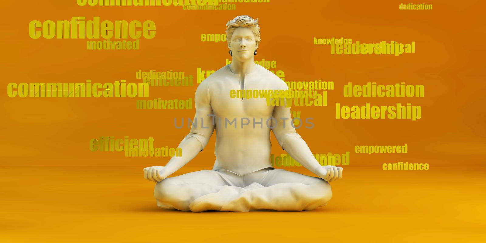 Business Skills with Man Meditating as a Concept