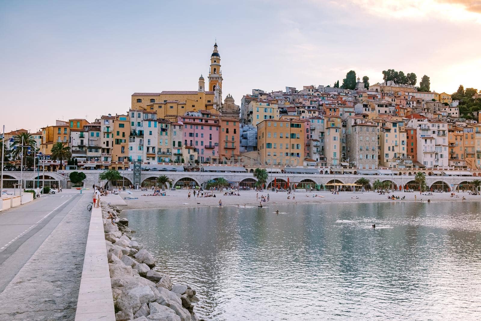 Menton France,Cote d Azur France, View on old part of Menton, Provence-Alpes-Cote d'Azur, France Europe