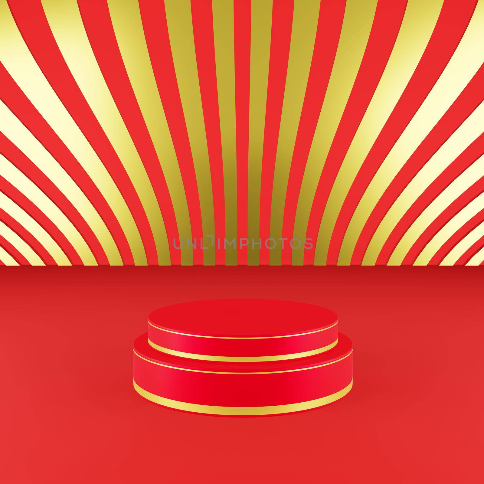 Red podium with golden girdle Chinese new year season concept by eaglesky