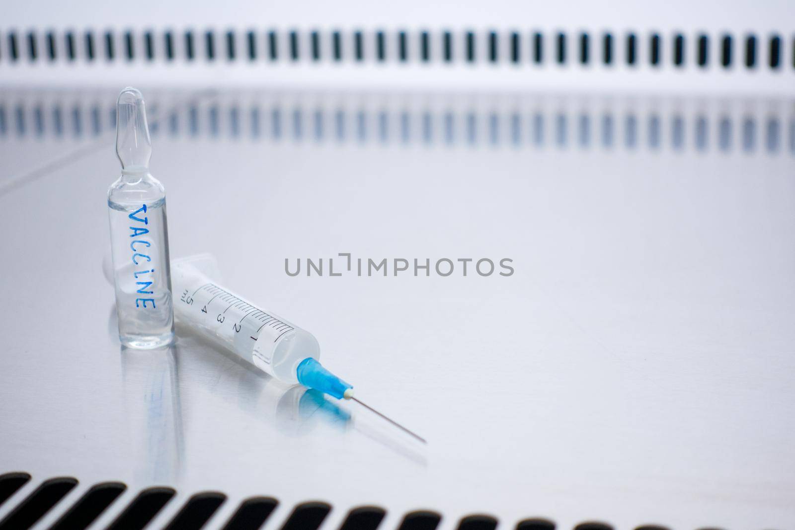 Close-up of the vaccine in a sealed vial. Kit for vaccination.
