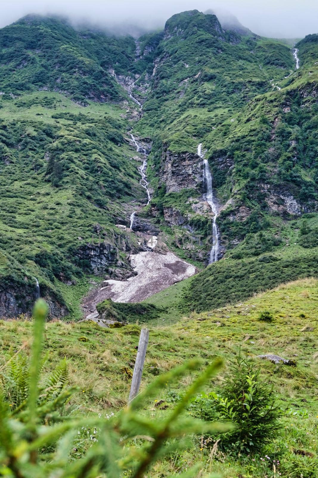 mountain landscape with small waterfall